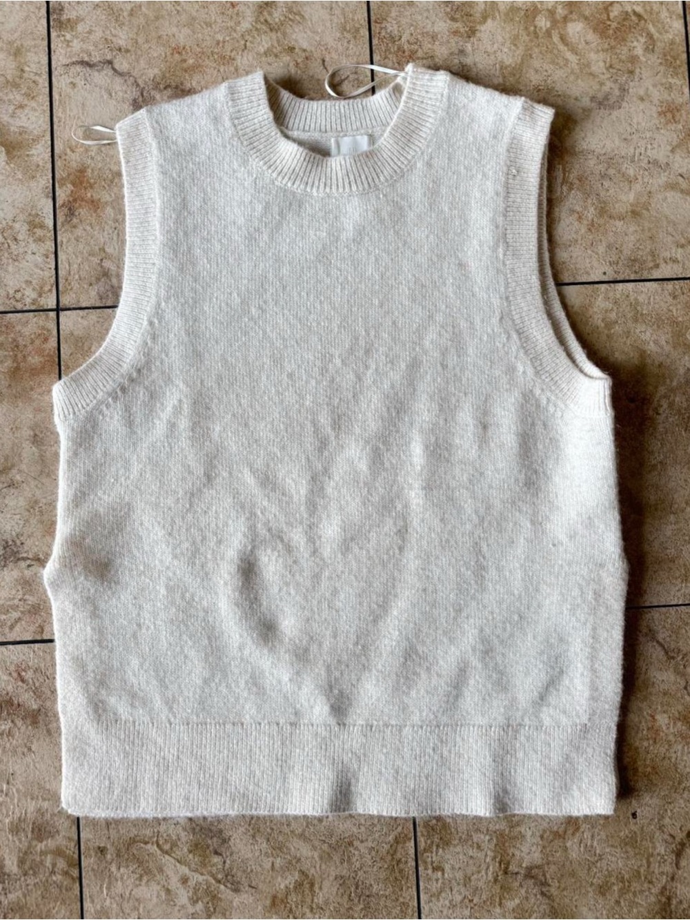 H&M Cream Crewneck Knit Sweater Vest